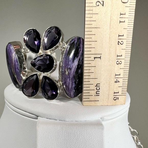 #Royalty Charoite 925 Large Gemstone Necklace & ONE Bracelet - Picture 11 of 13